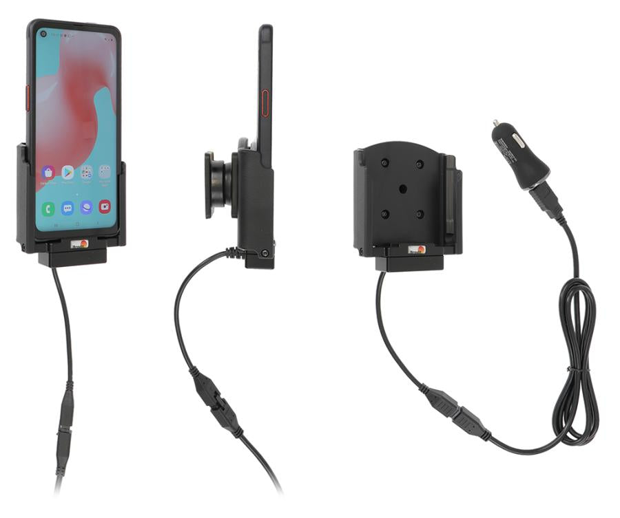 Brodit Auto-Halterung mit Zigarettenanzünder, 2 USB-Ports (QC 3.0, 2,4 A) – für Smartphone – Schwarz