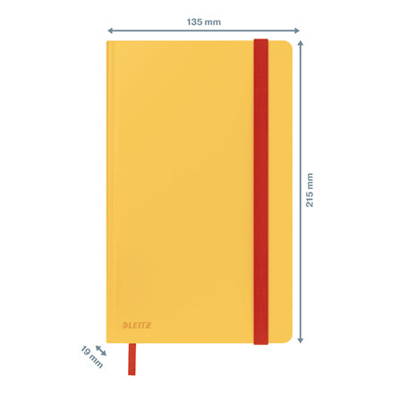 Leitz Cosy Notizbuch – A5 – kariert 5 mm – 80 Seiten – 100 g/m² – Hardcover, Gummiband – Gelb