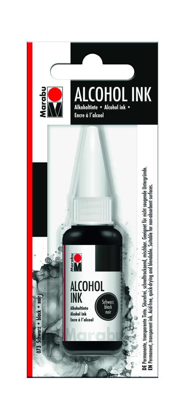 Marabu Alkoholtinte – Schwarz, schnelltrocknend – 20 ml