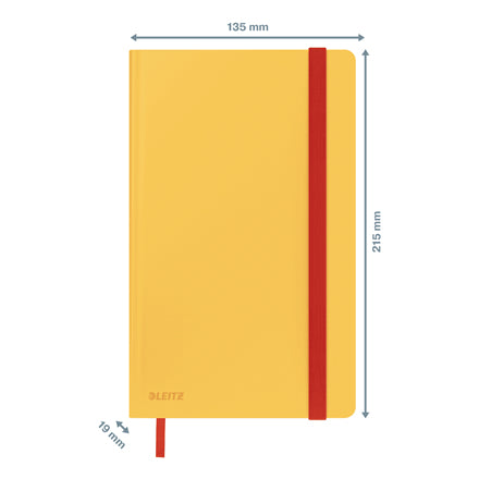 Leitz Notizbuch – A5 – Liniert 5 mm – 80 Seiten – 100 g/m² – Hardcover, Gummiband, Gelb