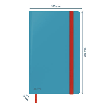 Leitz Cosy Notizbuch – A5 – Liniert 5 mm – 80 Seiten – 330 g/m² – Hardcover, Gummiband, Blau