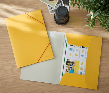 Leitz Cosy Eckspannermappe für A4 – Karton, Gelb, 3 Klappen, bis 150 Blatt