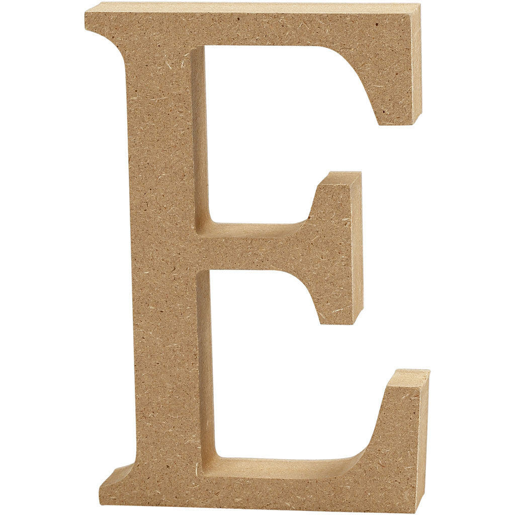Creativ Company Holzbuchstabe, Mischholz/MDF, Hellbraun, 13 × 2 cm, 1 Stk., Form E