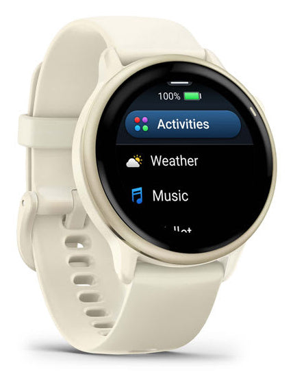 Garmin Vivoactive 6 – Smartwatch – GPS, WLAN, Farbdisplay, Schwimmen, Gold/Weiss, Sportarmband