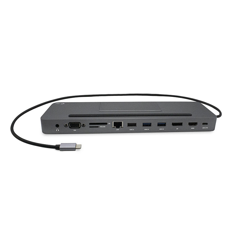 i-tec Dockingstation – USB-C, 1× DP, 1× HDMI, 1× VGA, 4× USB-A, 85 W PD, GbE, für Windows/Mac/Linux