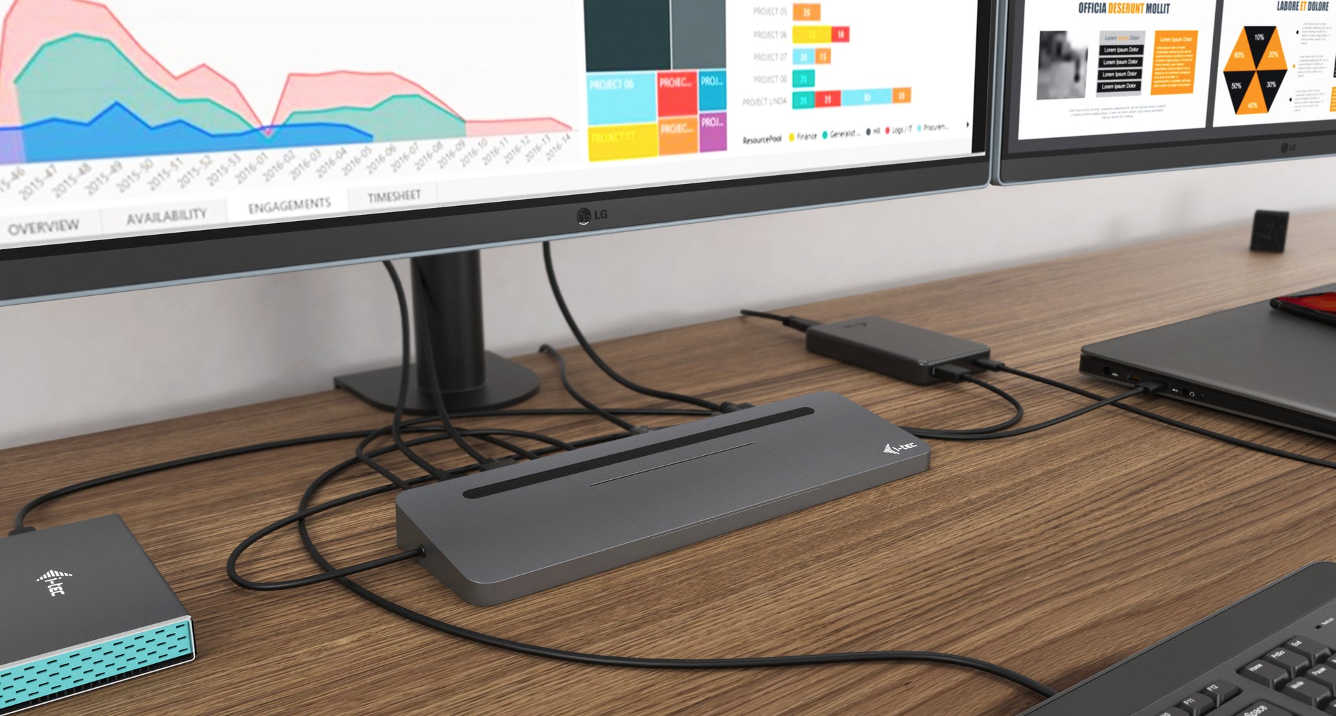 i-tec Dockingstation – USB-C, 1× DP, 1× HDMI, 1× VGA, 4× USB-A, 85 W PD, GbE, SD, 3,5 mm, für Windows/Mac/Linux