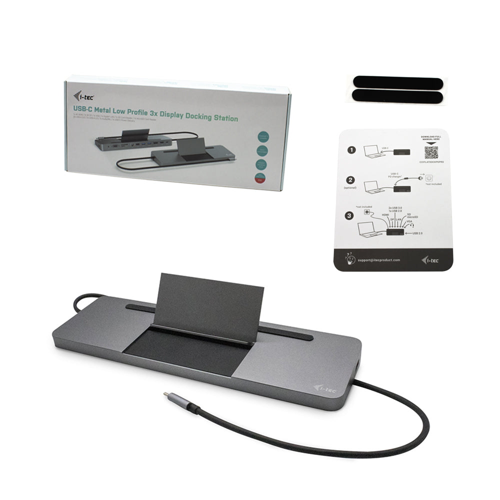 i-tec Dockingstation – USB-C, 1× DP, 1× HDMI, 1× VGA, 4× USB-A, 85 W PD, GbE, SD, 3,5 mm, für Windows/Mac/Linux