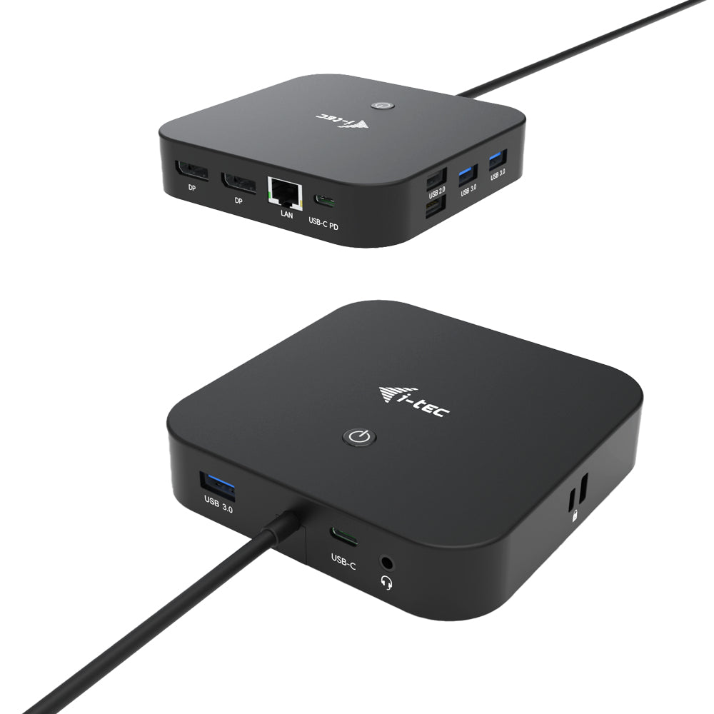 i-tec Dockingstation – USB-C, 2× DP, 5× USB-A, 100 W PD, GbE, 3,5 mm Audio, für Windows/Mac/Linux