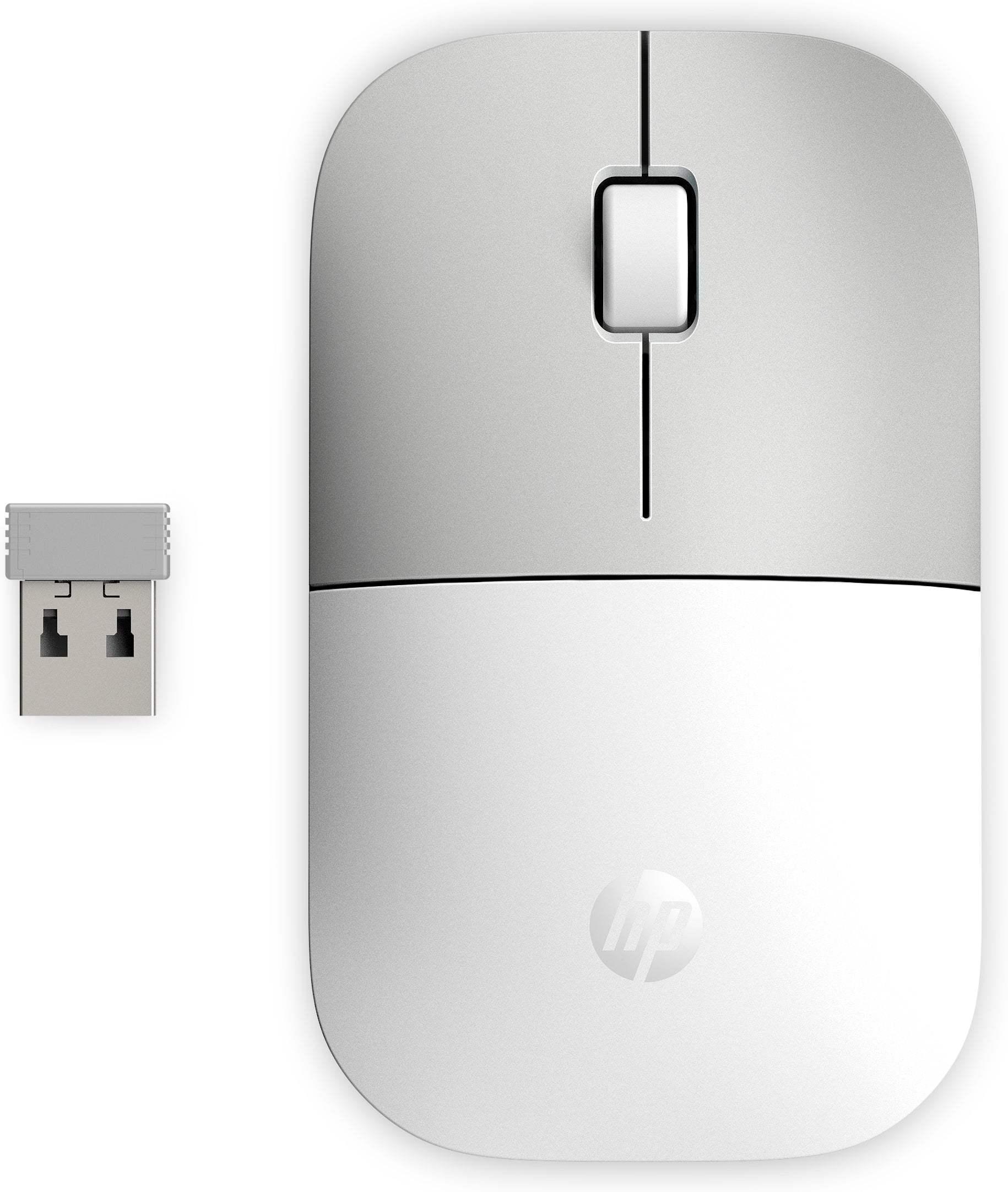 HP Z3700 Ceramic – Maus – Kabellos (2,4 GHz), 1200 DPI, beidhändig, Silber/Weiss