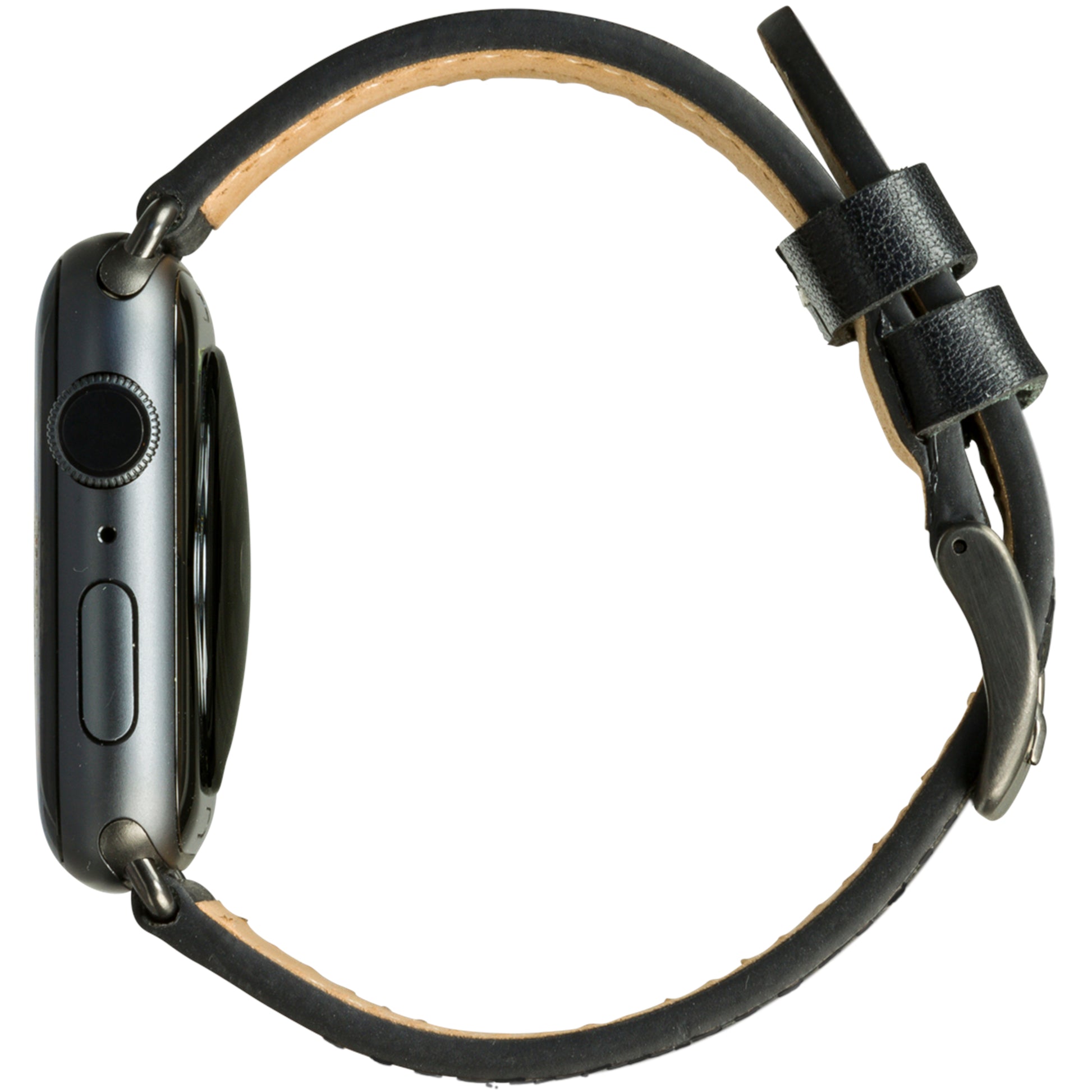 dbramante1928 Copenhagen 44 mm – Lederband Schwarz/Grau, für Apple Watch