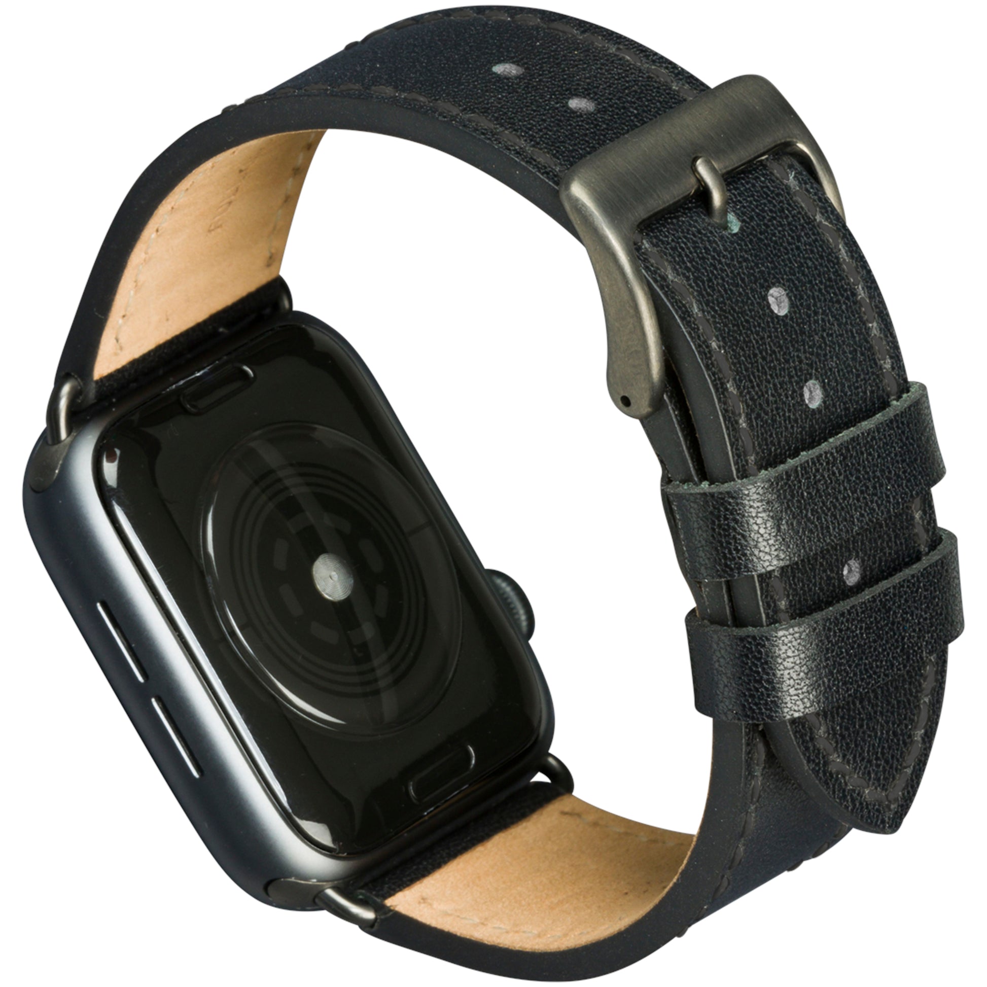 dbramante1928 Copenhagen 44 mm – Lederband Schwarz/Grau, für Apple Watch