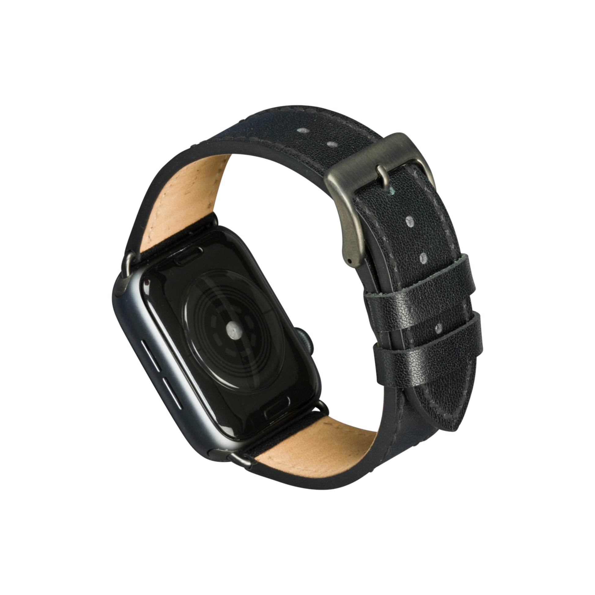 dbramante1928 Copenhagen 44 mm – Lederband Schwarz/Grau, für Apple Watch