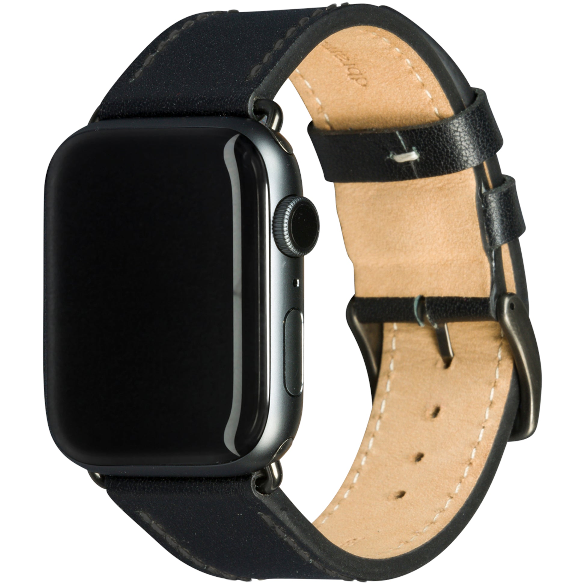 dbramante1928 Copenhagen 44 mm – Lederband Schwarz/Grau, für Apple Watch