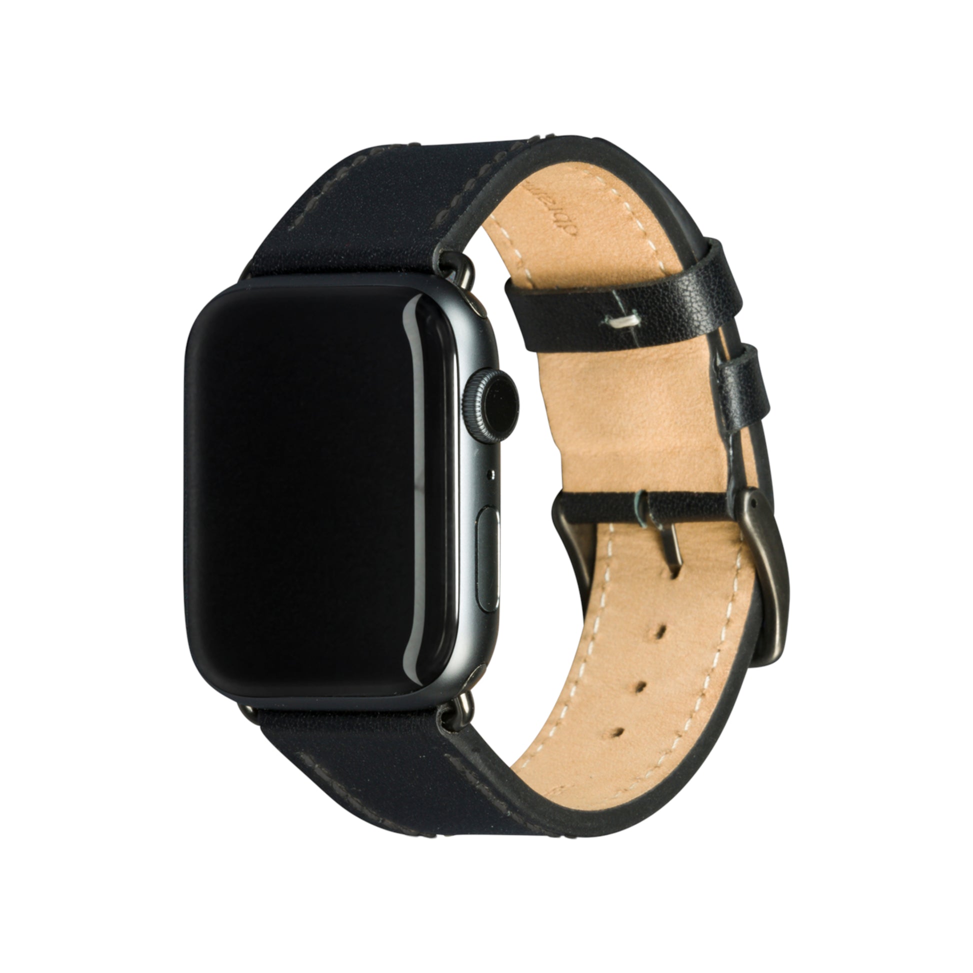 dbramante1928 Copenhagen 44 mm – Lederband Schwarz/Grau, für Apple Watch