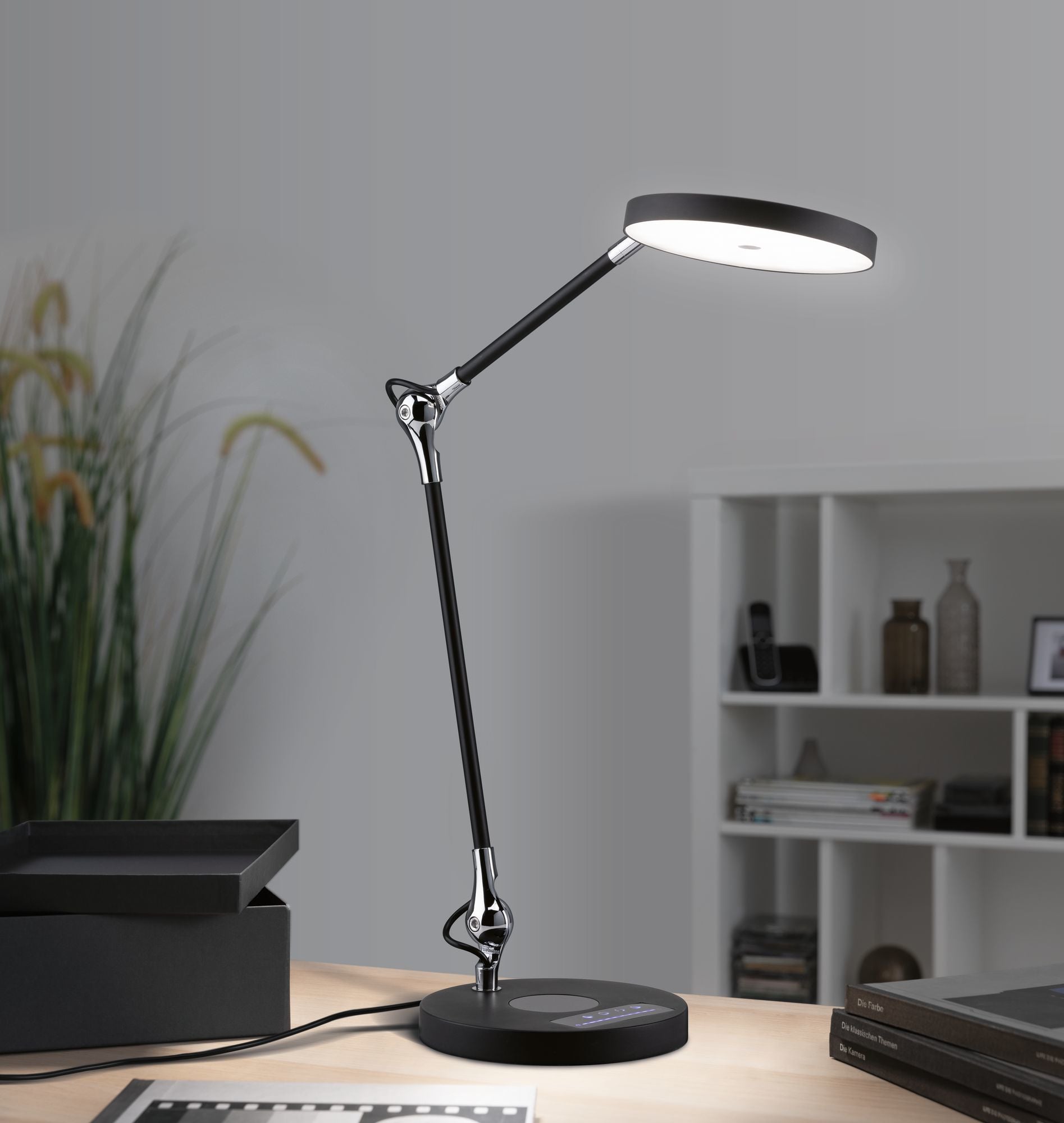 Paulmann Numis Tischleuchte – 18 × 43 × 44 cm, 1100 lm, 11 W, 2700–6500 K, dimmbar, schwarz, Touch, QI