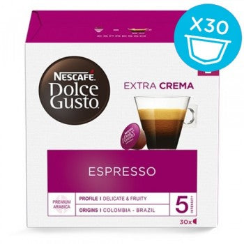 Nescafé Dolce Gusto Kaffeekapseln Espresso – für Dolce Gusto – Intensität 5 – 30 Kapseln