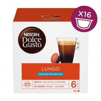 Nescafé Lungo Decaf – Kapseln für Dolce Gusto – entkoffeiniert, 16 Kapseln