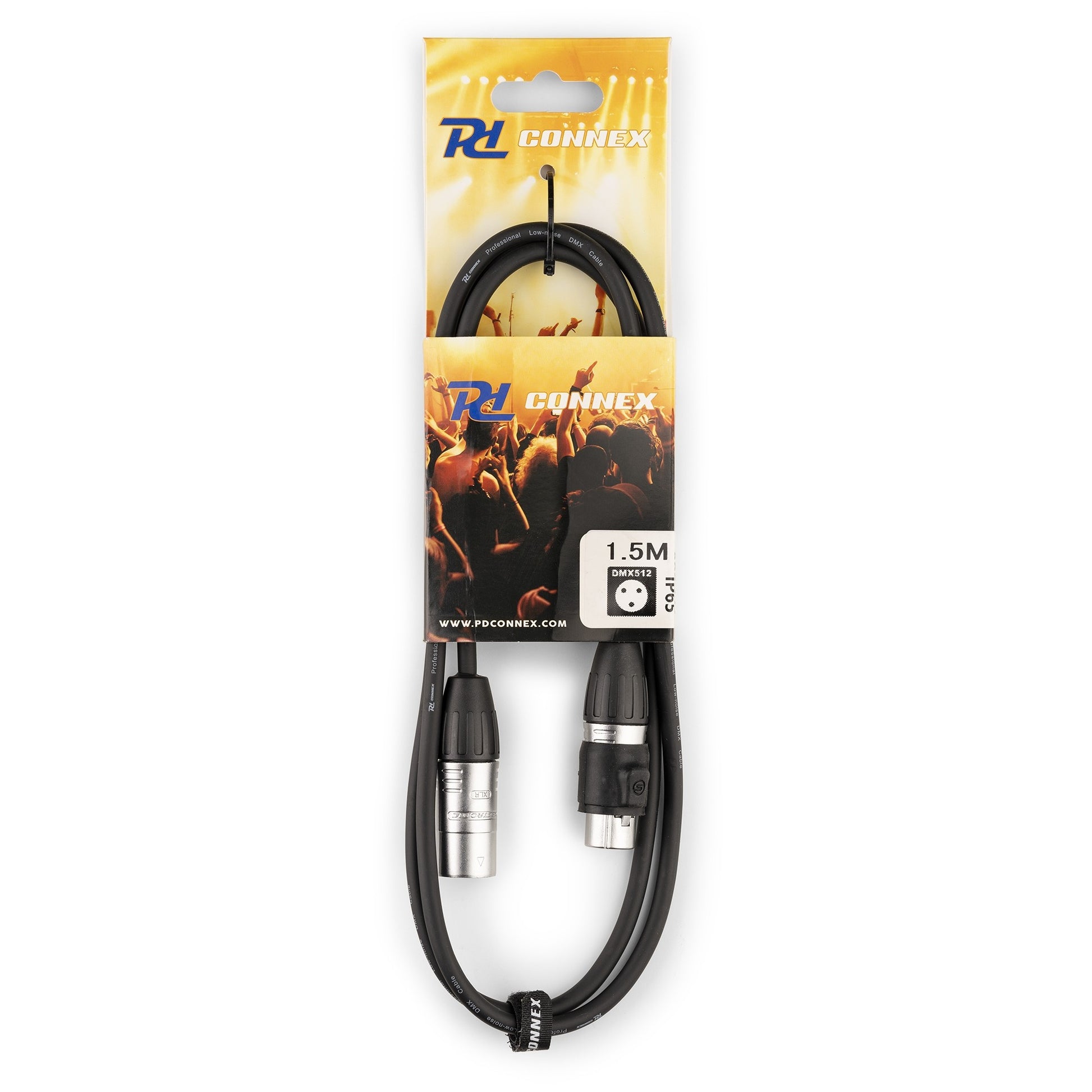 PD-Connex CX104-1 – DMX-Kabel, XLR 3-polig (Männlich/Weiblich), 1,5 m, Schwarz