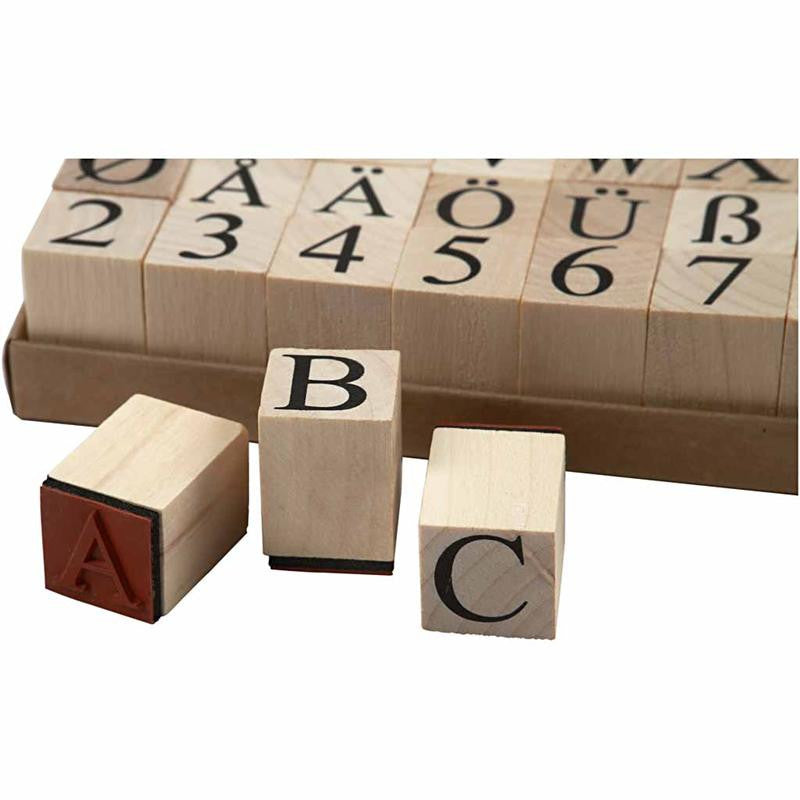 Creativ Company Stempel-Set – Buchstaben – 45 Stempel – Holz – 20 × 20 × 15 mm