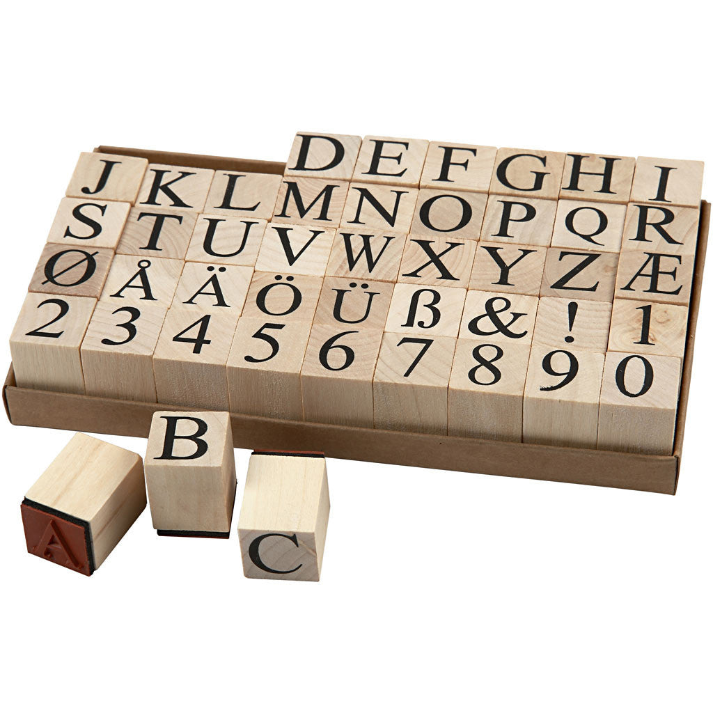 Creativ Company Stempel-Set – Buchstaben – 45 Stempel – Holz – 20 × 20 × 15 mm