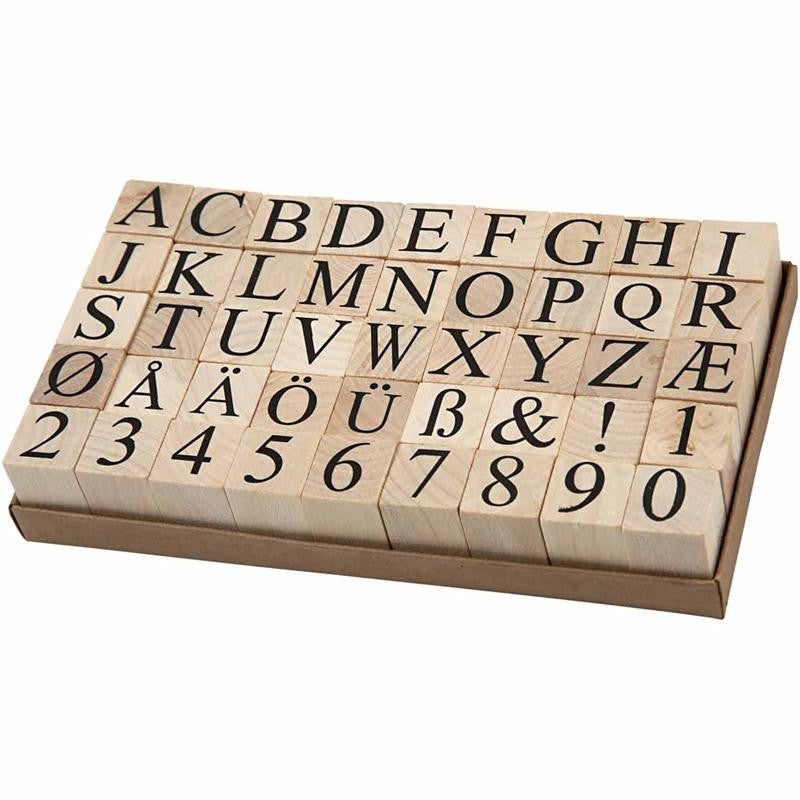 Creativ Company Stempel-Set – Buchstaben – 45 Stempel – Holz – 20 × 20 × 15 mm