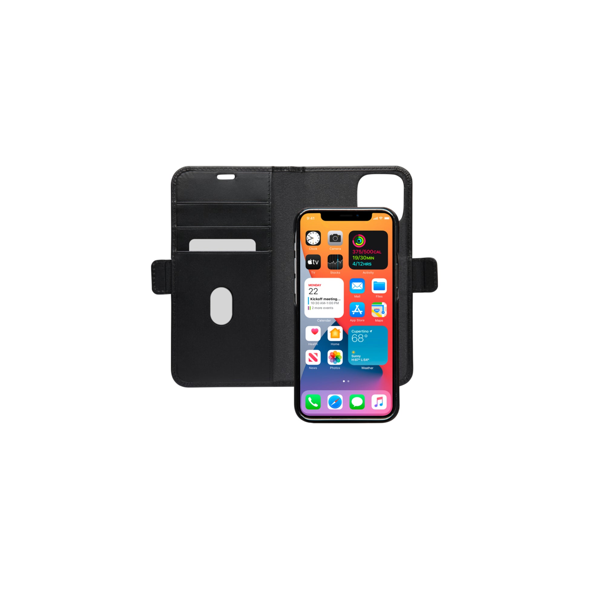 dbramante1928 Lynge Wallethülle – für Apple iPhone 12/12 Pro, 3 Kartenfächer, Leder, Schwarz