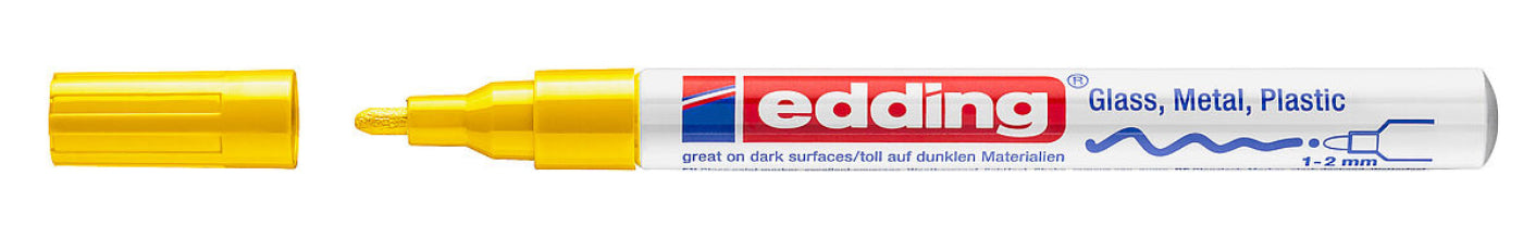 Edding 751 Lackmarker – Feine Spitze 1–2 mm – Gelb – für Metall, Glas und Kunststoff