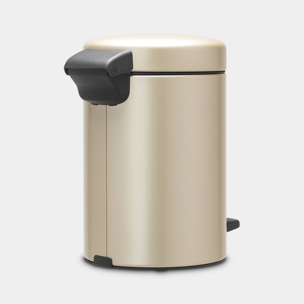 Brabantia NewIcon Treteimer – 3 l – Edelstahl, rund – Champagner – Soft-Close