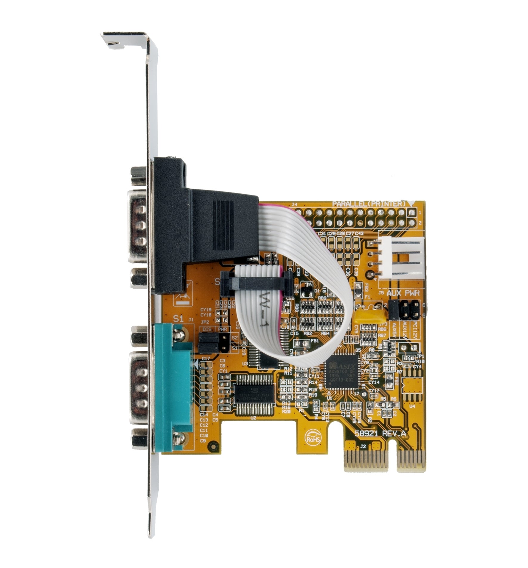 EXSYS EX-44082 PCIe x1 Karte – 2× RS-232 (DB-9), bis 921,6 Kbit/s – Low-Profile – für PC/Server