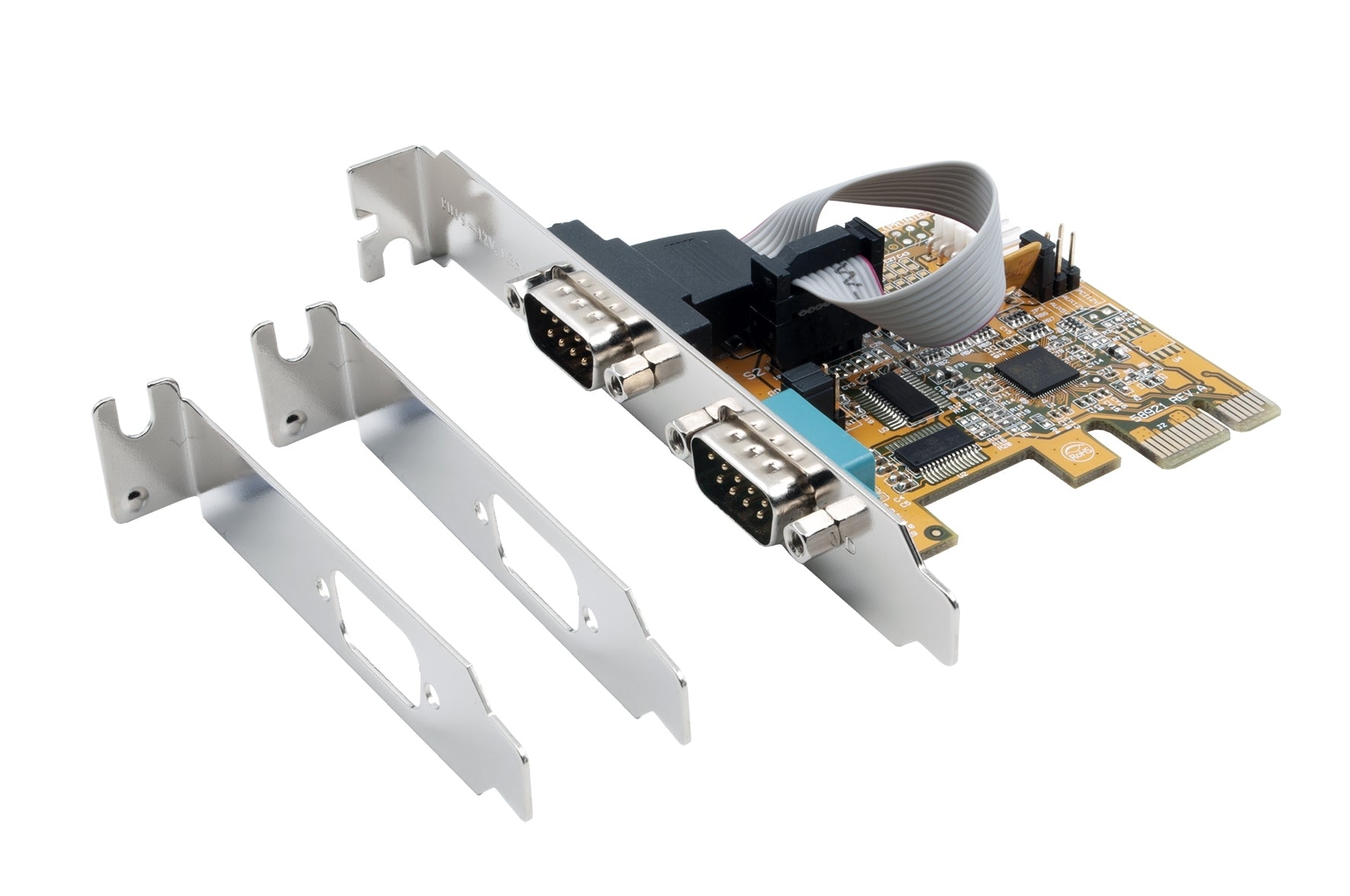 EXSYS EX-44082 PCIe x1 Karte – 2× RS-232 (DB-9), bis 921,6 Kbit/s – Low-Profile – für PC/Server