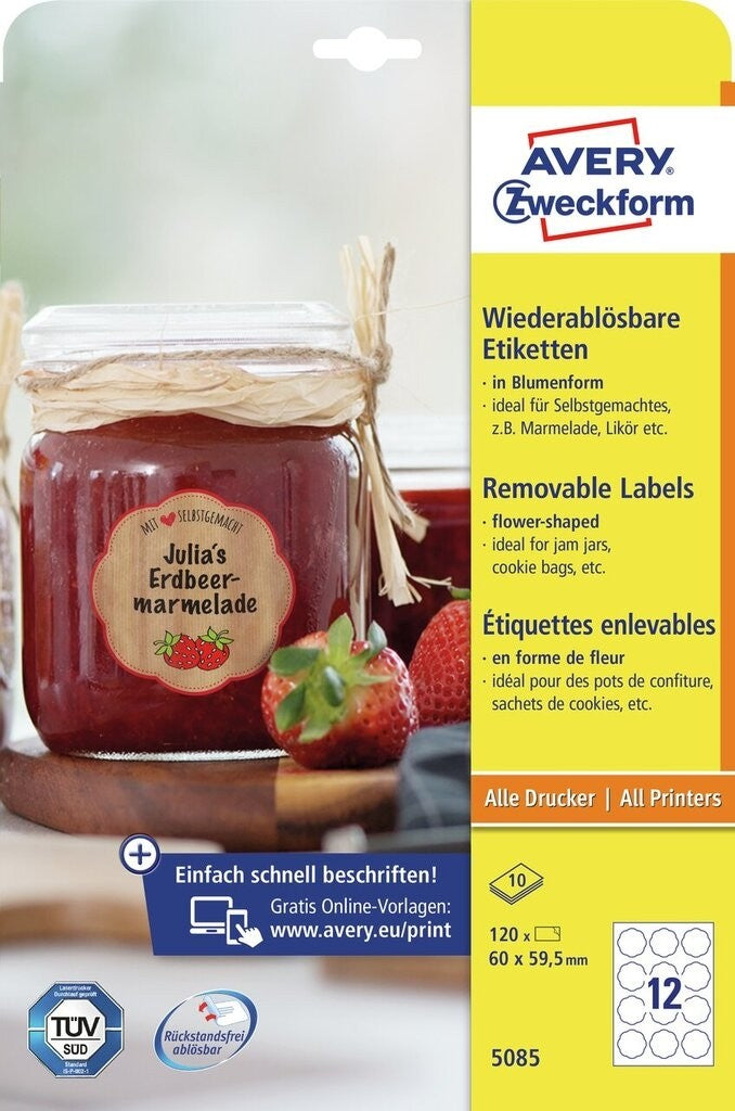 Avery Etiketten, Ø 40 mm, weiss, Papier, wiederablösbar, 240 Etiketten (10 Blatt)