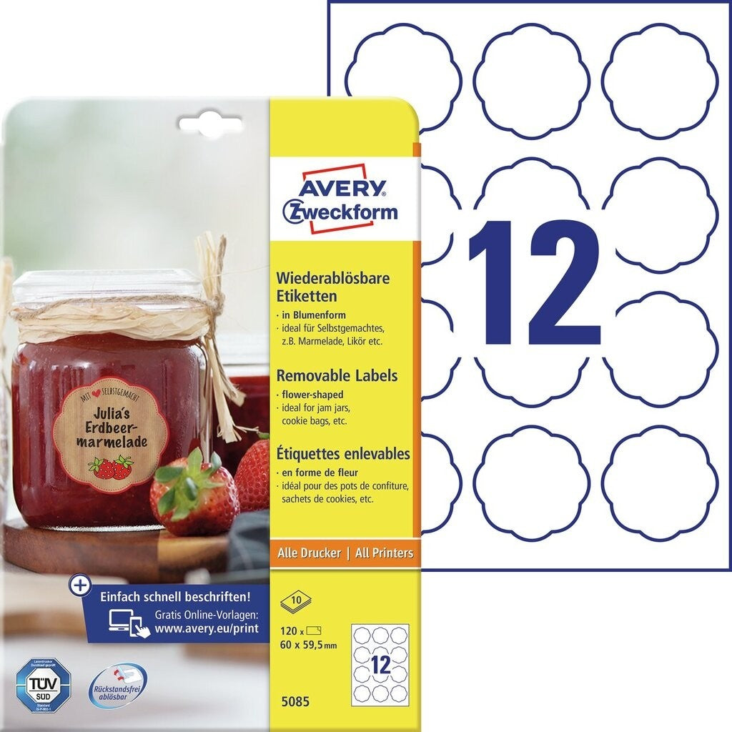 Avery Etiketten, Ø 40 mm, weiss, Papier, wiederablösbar, 240 Etiketten (10 Blatt)