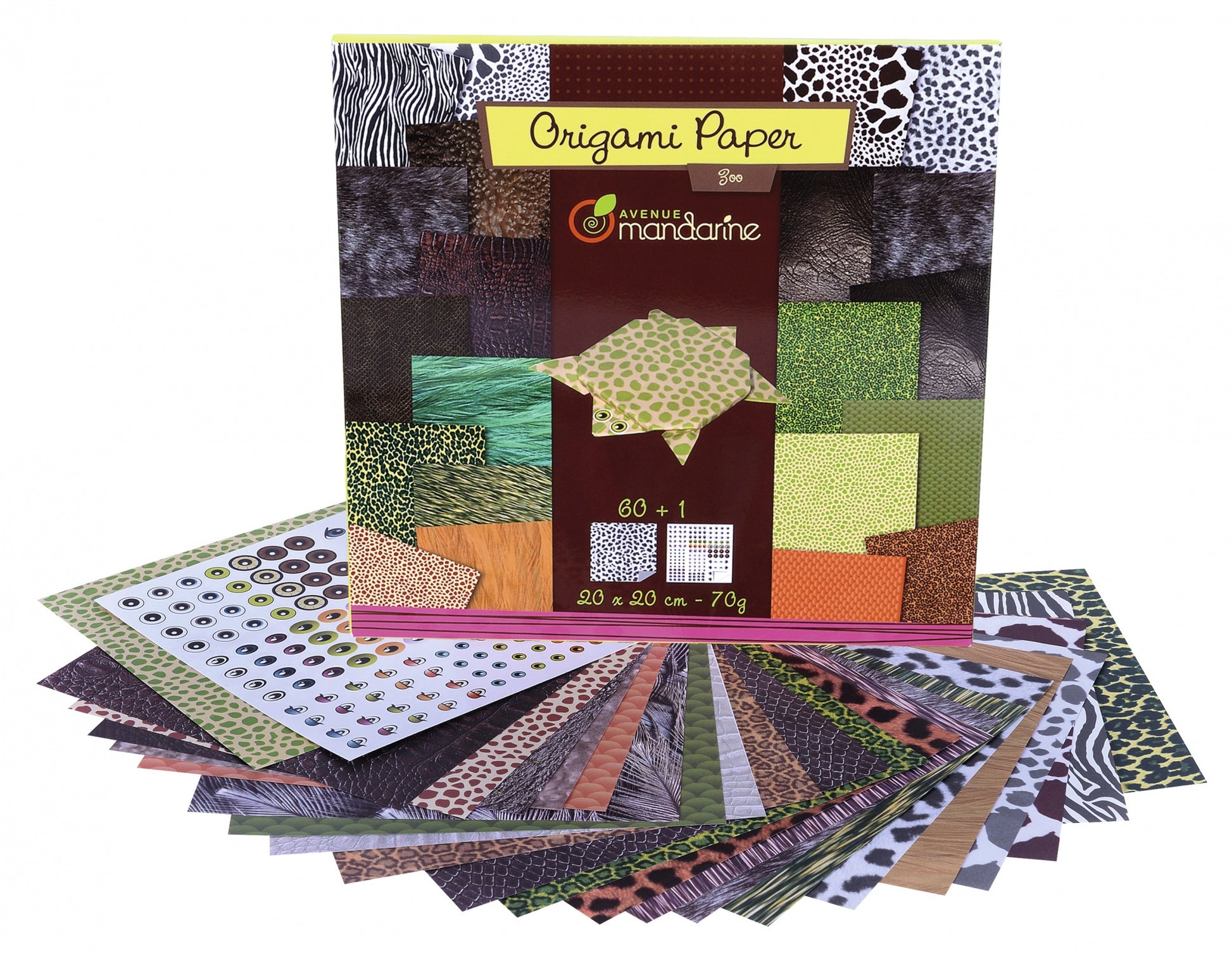 Avenue Mandarine Origami Papier – sortiert – 20 × 20 cm, 70 g/m², 60 Bogen