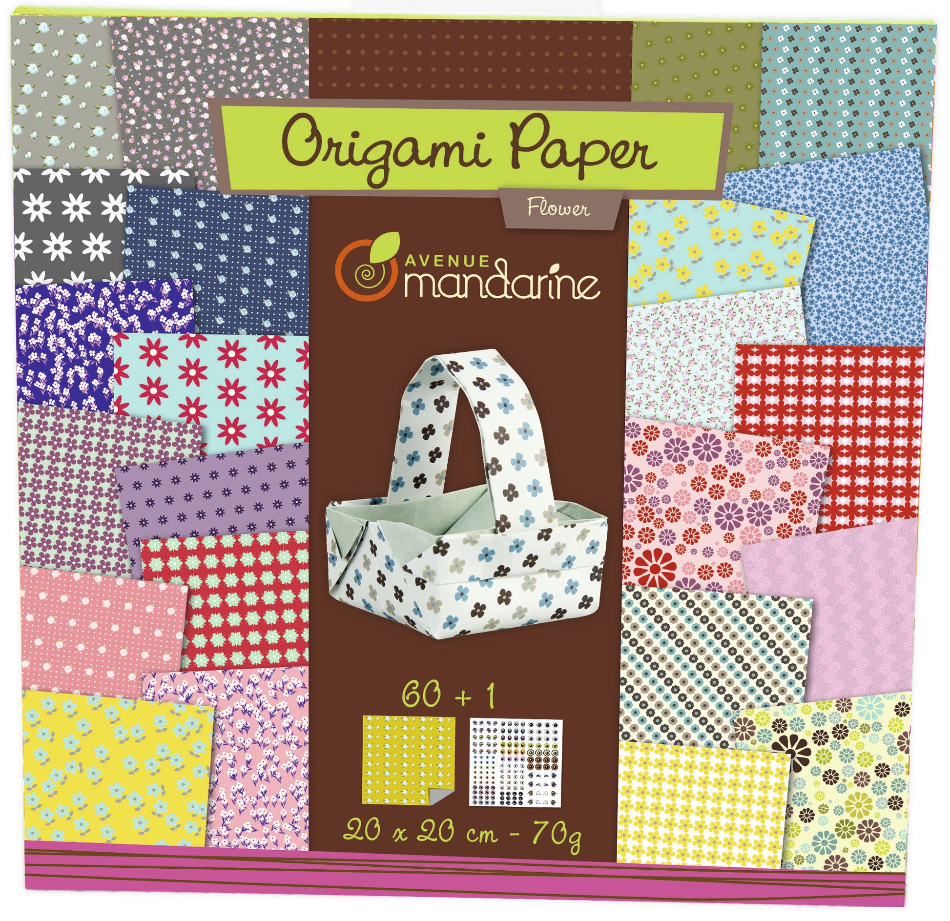 Avenue Mandarine Origami Papier – sortiert – 20 × 20 cm, 60 Blätter
