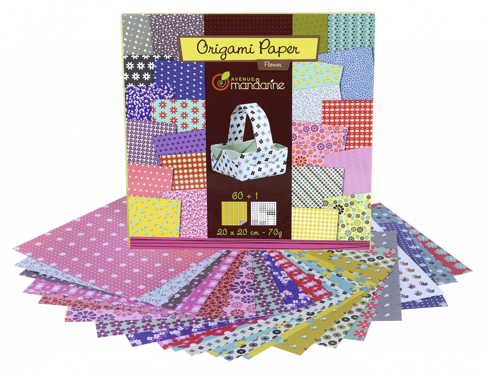 Avenue Mandarine Origami Papier – sortiert – 20 × 20 cm, 60 Blätter