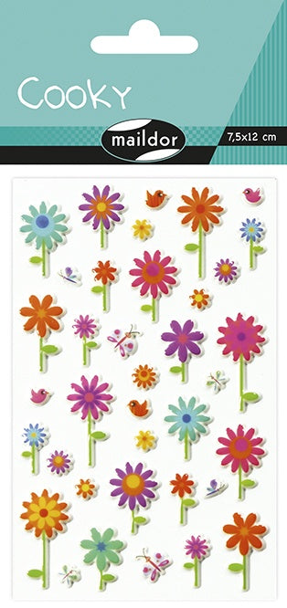 Clairefontaine Sticker, Blumen, Mehrfarbig, 1 Bogen, 7,5 × 12 cm
