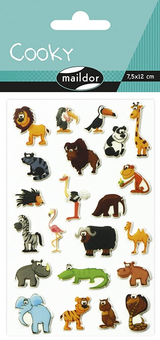 Clairefontaine Sticker – 7,5 × 12 cm, Wildtiere, mehrfarbig – Kunststoff