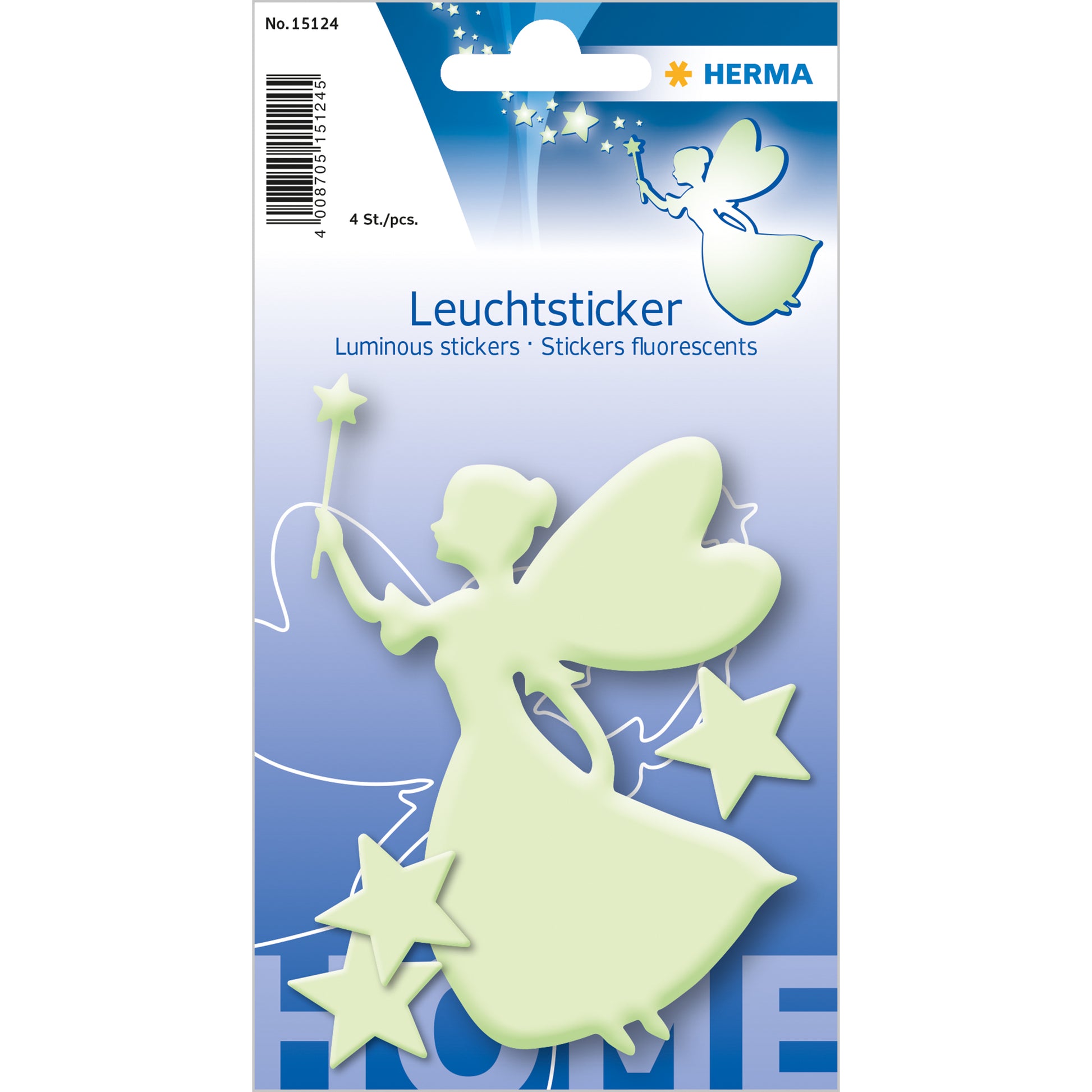 HERMA Leuchtsticker – Sternenfee – 4 Stück – wiederablösbar – Gelb