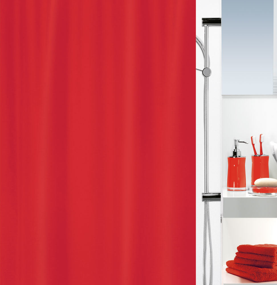 Spirella Primo Duschvorhang – 180 × 200 cm – Rot – Polyester – Waschbar bei 40 °C