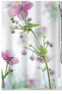 Spirella Anemone Duschvorhang – 180 × 200 cm – Rosa – Polyester – Waschbar bei 30 °C