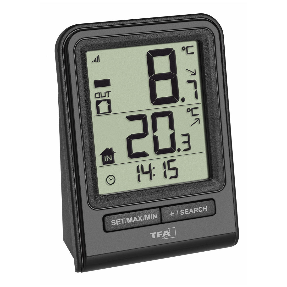 TFA-Dostmann TFA Dostmann PRISMA – Thermometer, innen/aussen, Uhrfunktion – schwarz