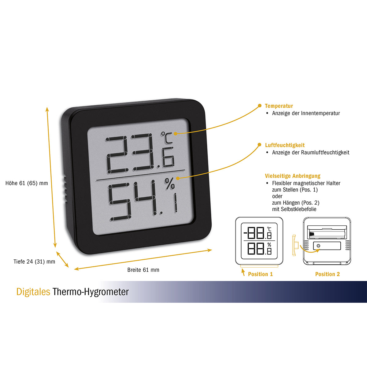 TFA-Dostmann Digitales Thermo-Hygrometer – −10–50 °C, 10–99 %, Aussen