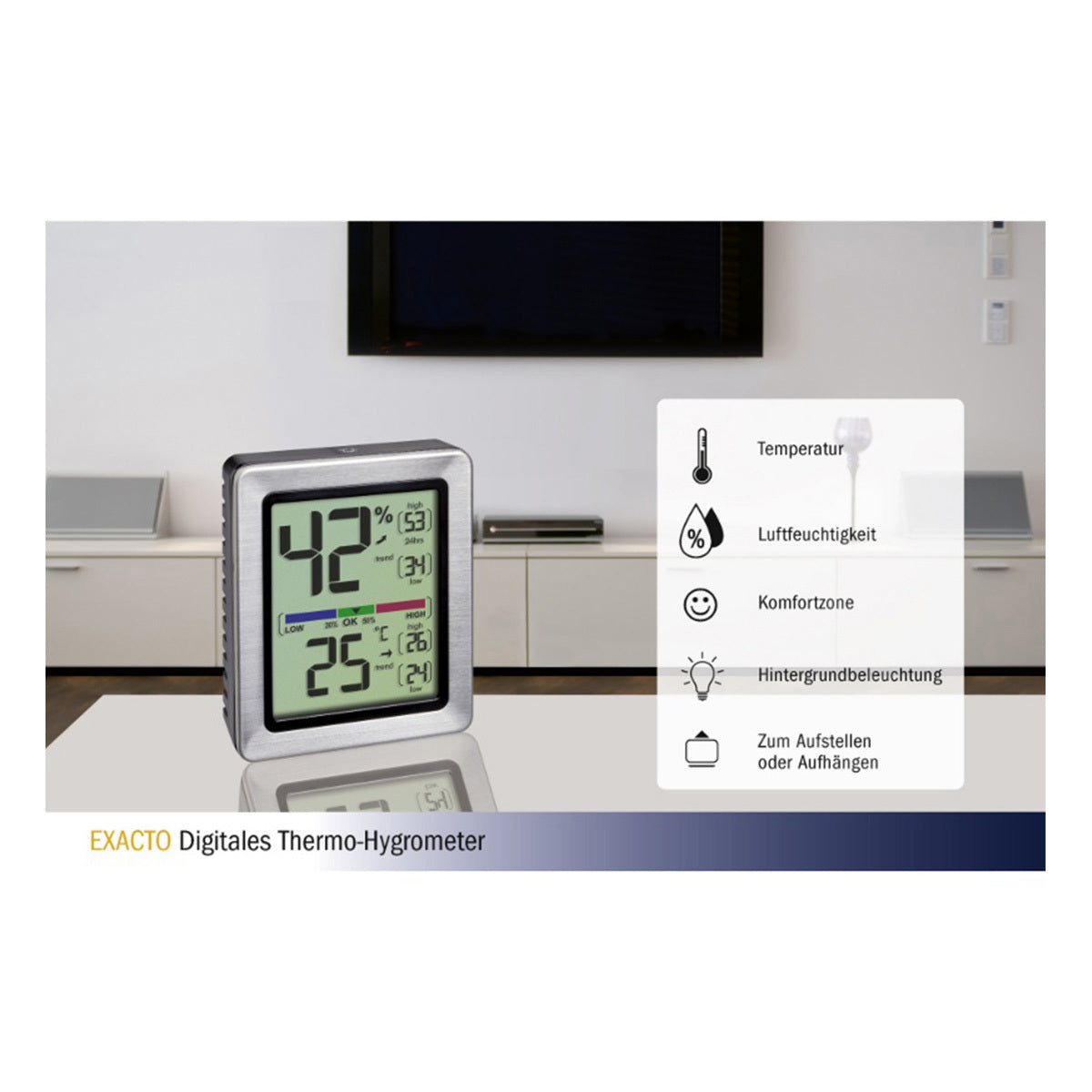 TFA-Dostmann TFA Dostmann EXACTO Thermo-/Hygrometer – -20 bis +70 °C