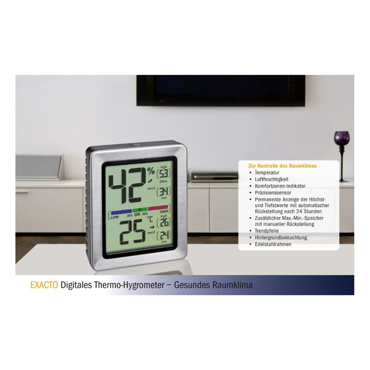 TFA-Dostmann TFA Dostmann EXACTO Thermo-/Hygrometer – -20 bis +70 °C