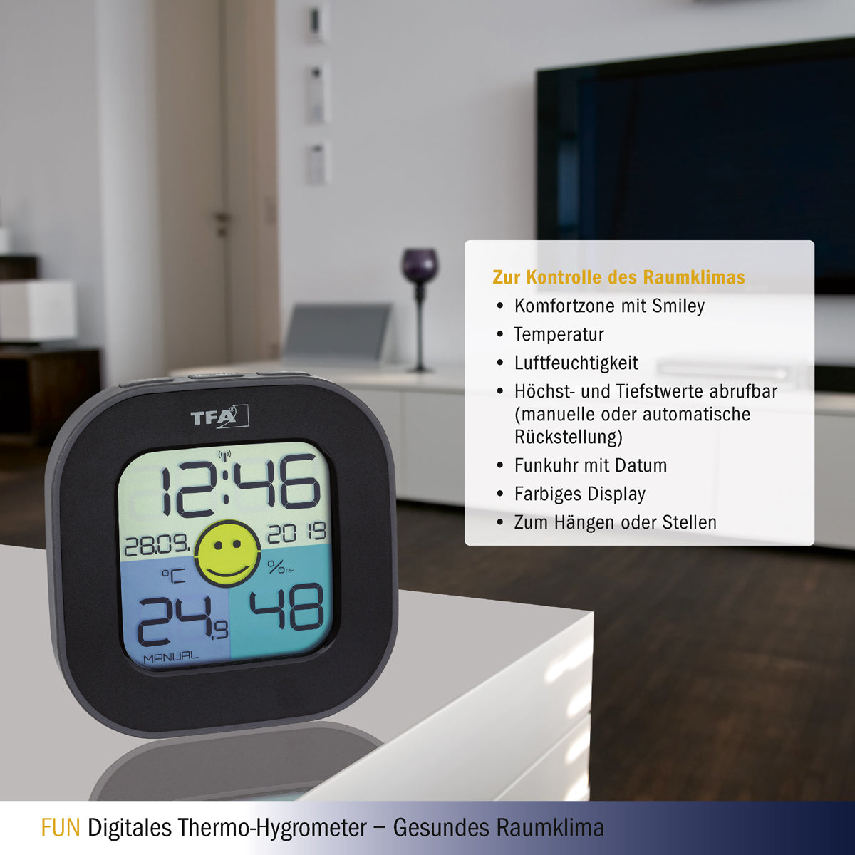 TFA-Dostmann TFA Dostmann FUN – Thermo-/Hygrometer, Digitalanzeige, 2× AAA – schwarz