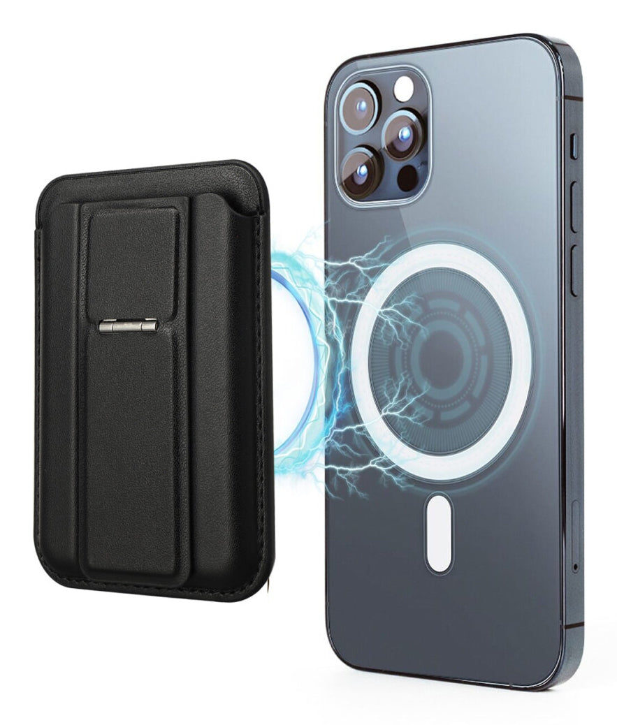 4smarts Magnet Wallet mit Kickstand – Kartenhalter/Wallet – magnetische Befestigung, RFID-Leseschutz – Schwarz