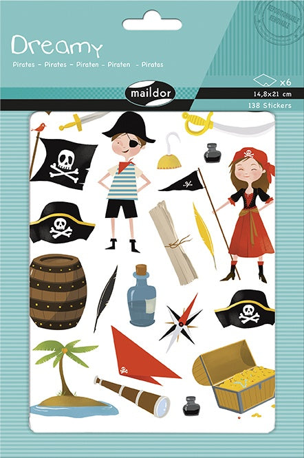 Clairefontaine Sticker Sweety – A5, Piraten, Mehrfarbig – 138 Sticker, Papier