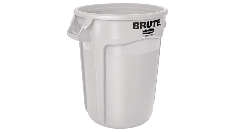 Rubbermaid BRUTE FG263200WHT Müllcontainer – 121,1 l – Kunststoff (PP), rund – grau – Anti-Rutsch-Basis