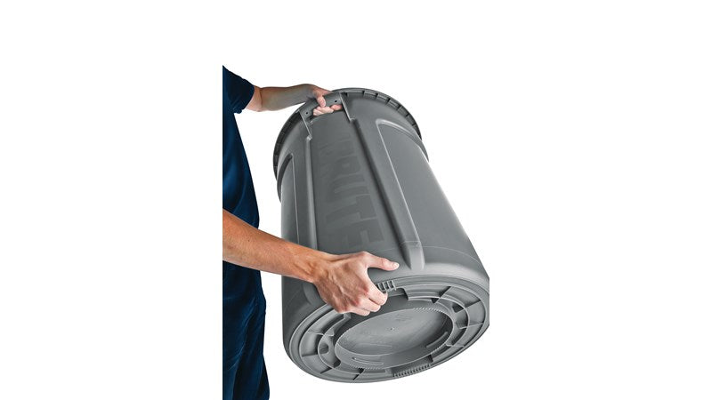 Rubbermaid BRUTE FG263200WHT Müllcontainer – 121,1 l – Kunststoff (PP), rund – grau – Anti-Rutsch-Basis