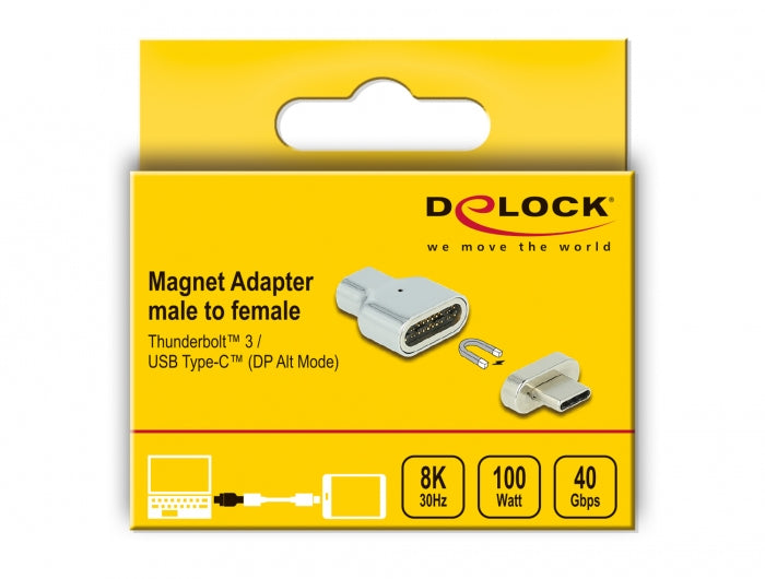 DeLOCK Magnetadapter USB-C zu USB-C – 8K (7680 × 4320) @ 30 Hz, Thunderbolt 3, Magnetisch